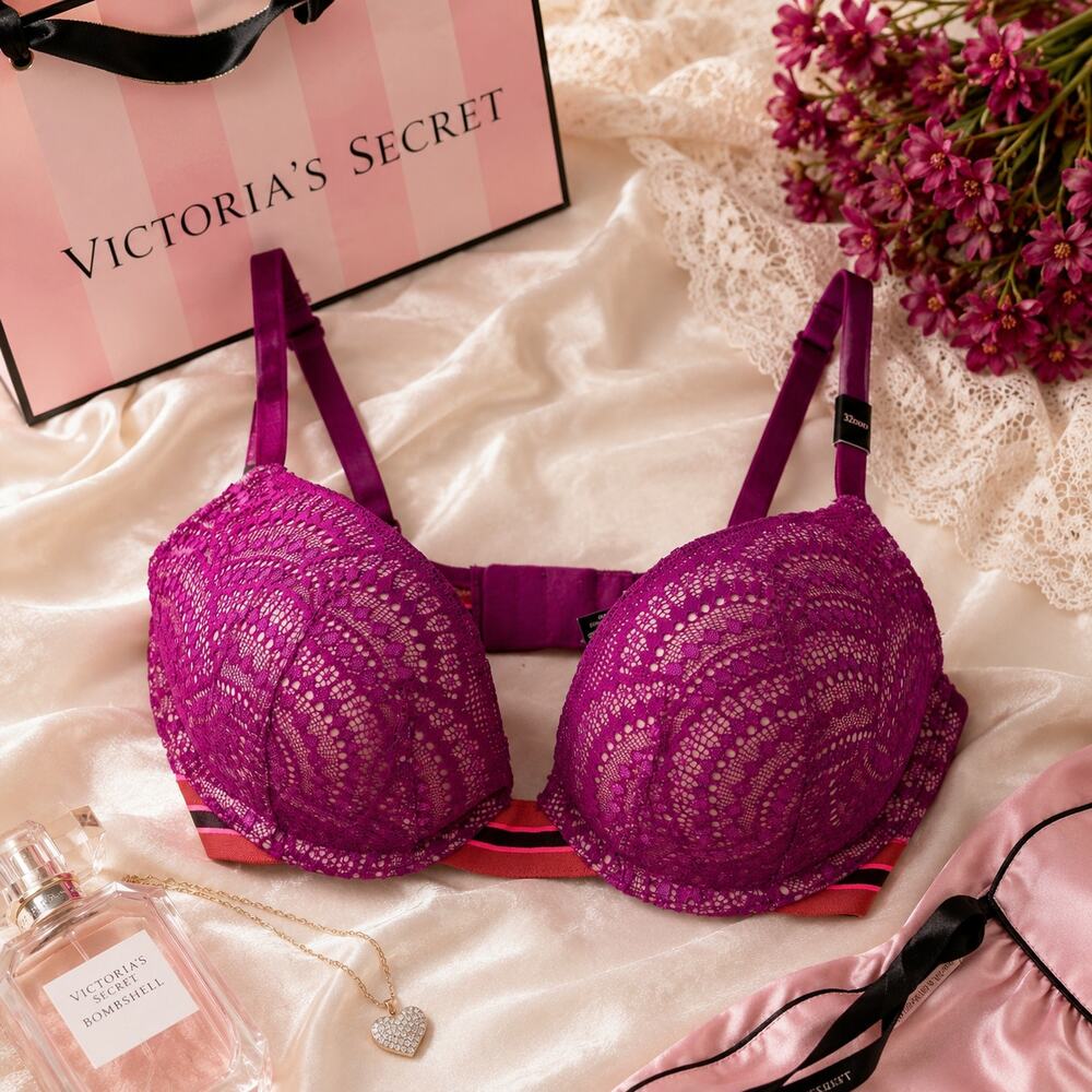 Victoria's Secret Very Sexy Padded Push up in Fuchsia Pink  32DDD NWT Festival
